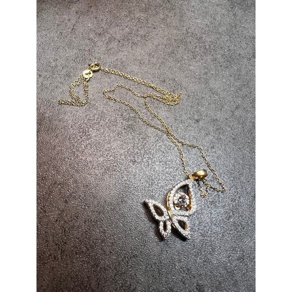 Butterfly CZ pendant in YG over sterling silver with 18 inch chain - Picture 6 of 13
